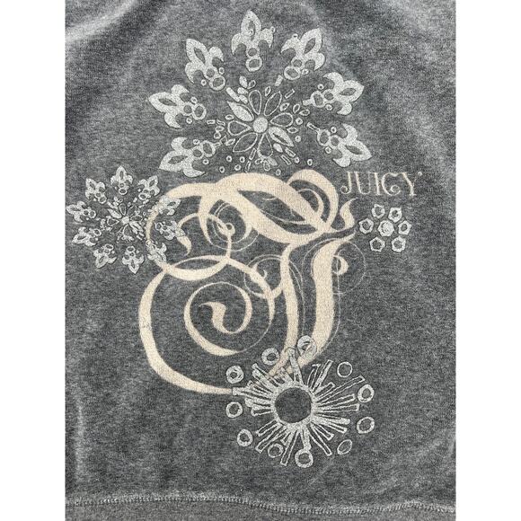 JUICY COUTURE Velour Grey Zip-up Hoodie w/ Sparkle JC logo on back (W: Sml) - Picture 15 of 16